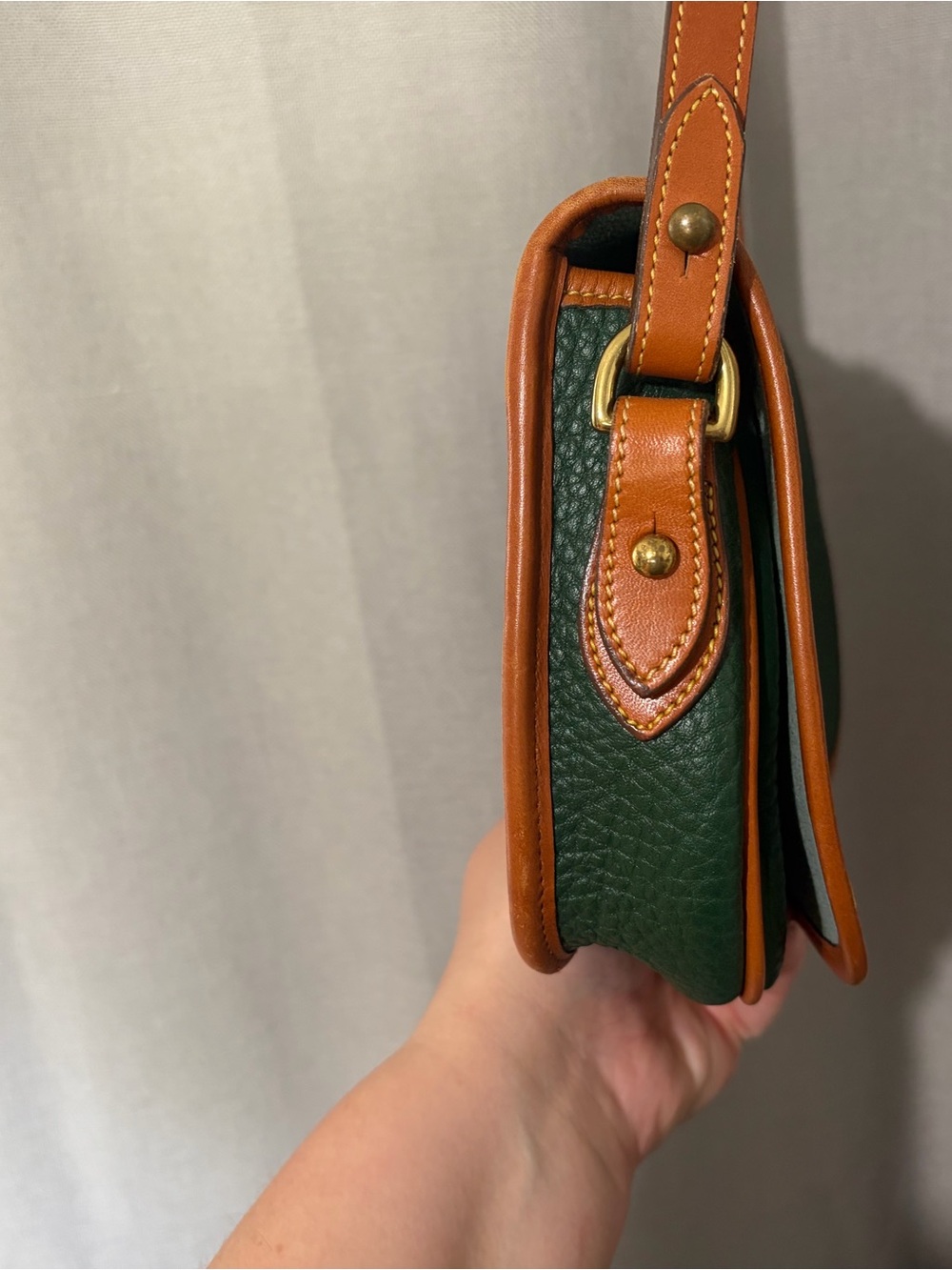Dooney & Bourke Forest Green and Tan Leather Crossbody - Picture 4 of 7